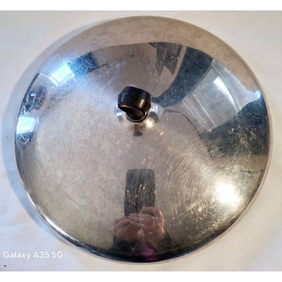 Faberware Stainless Steel Replacement Pot Lid With Black Plastic Handle 12" Diam - Picture 1 of 4